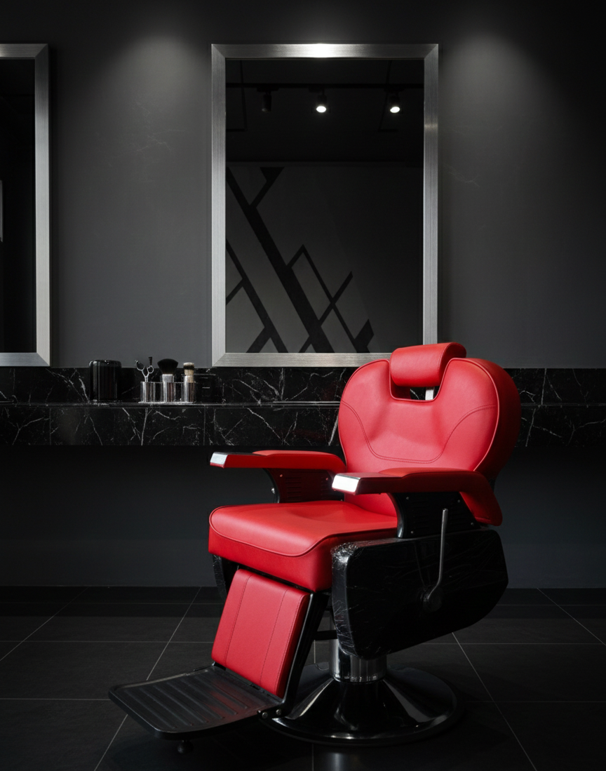 Silla para barbería Lugo Roja importación