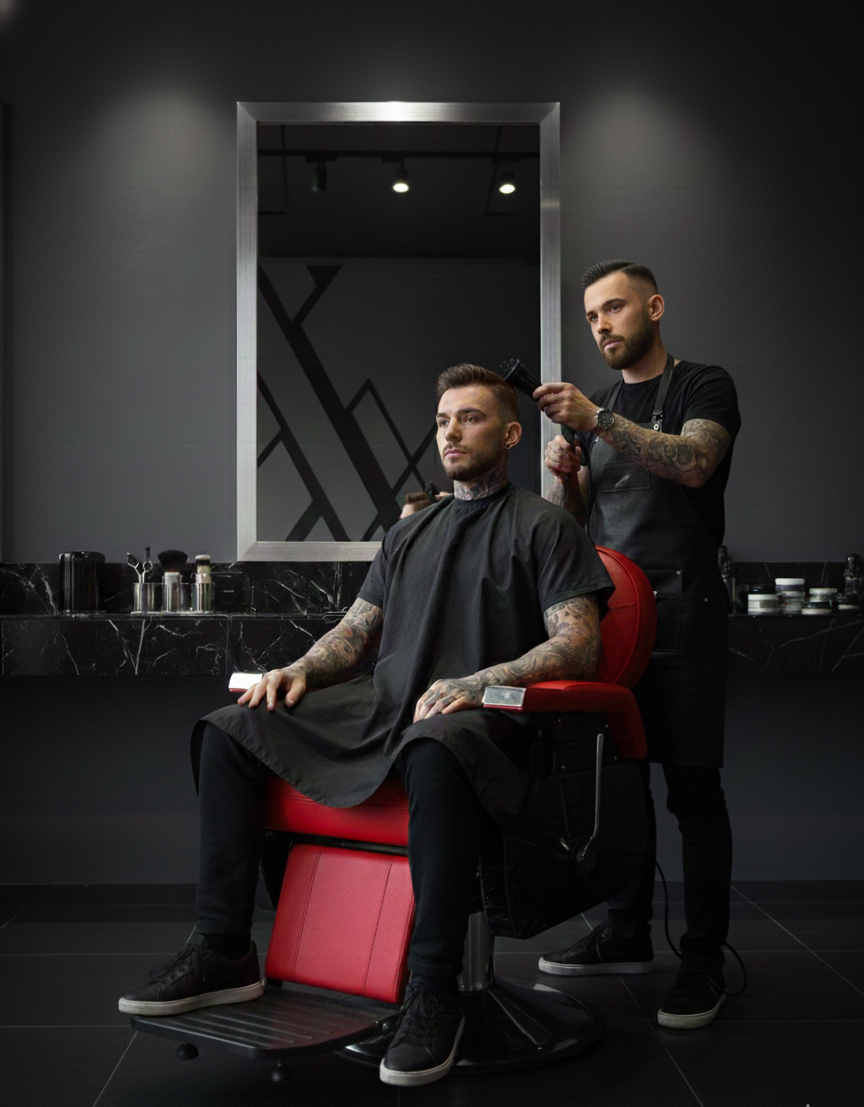 Silla para barbería Lugo Roja importación