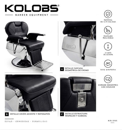 Silla para barbería Lugo Chrome Deluxe