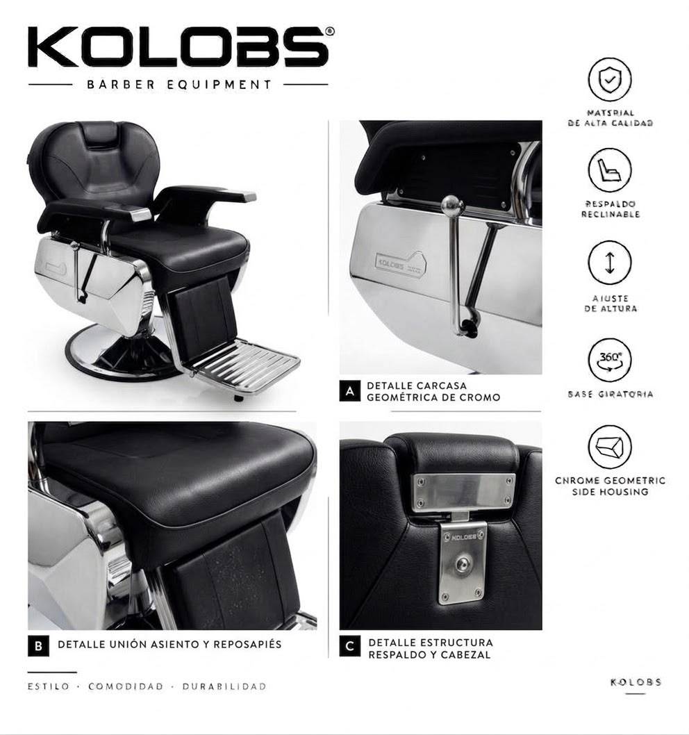 Silla para barbería Lugo Chrome Deluxe