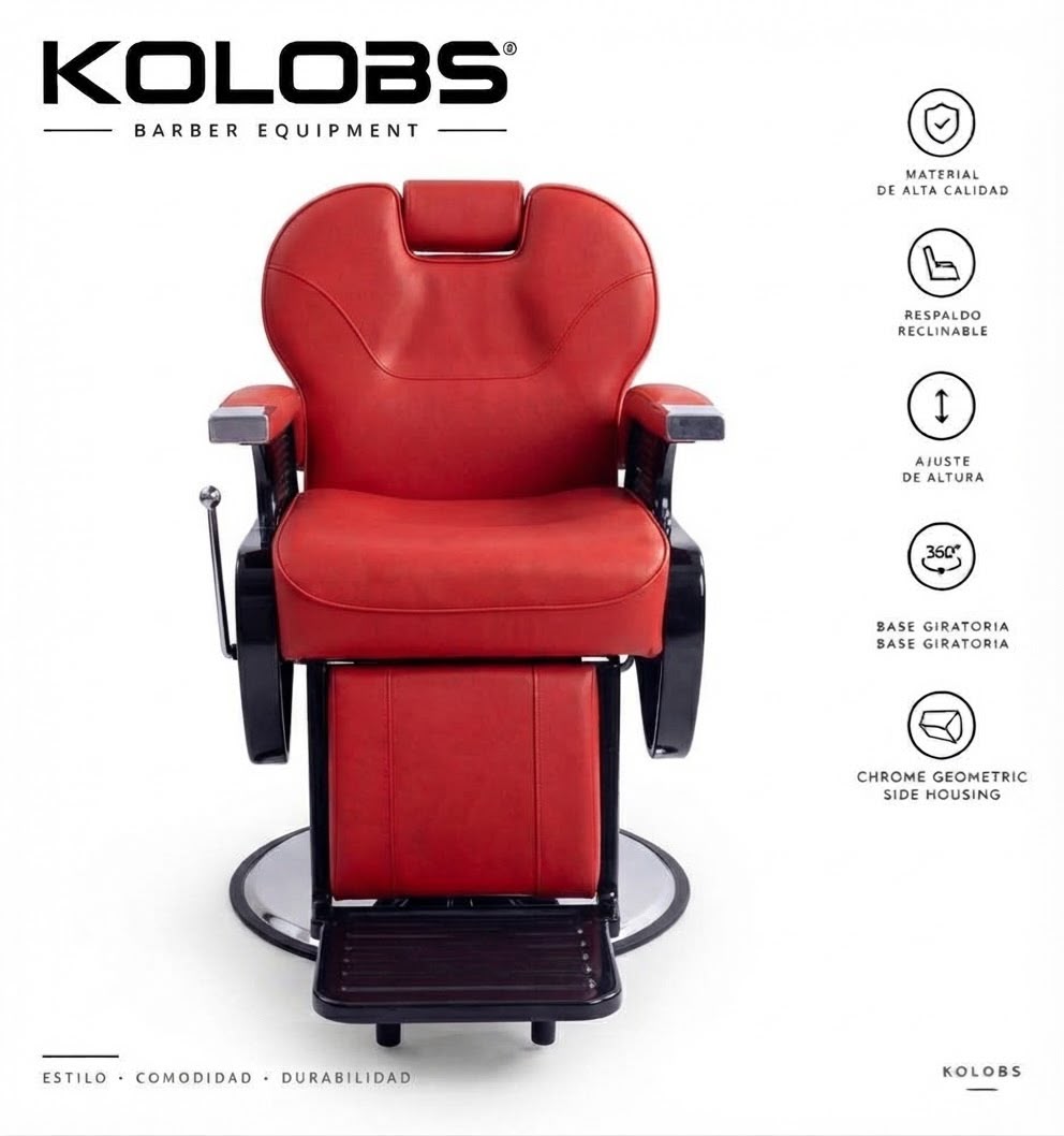 Silla para barbería Lugo Roja importación